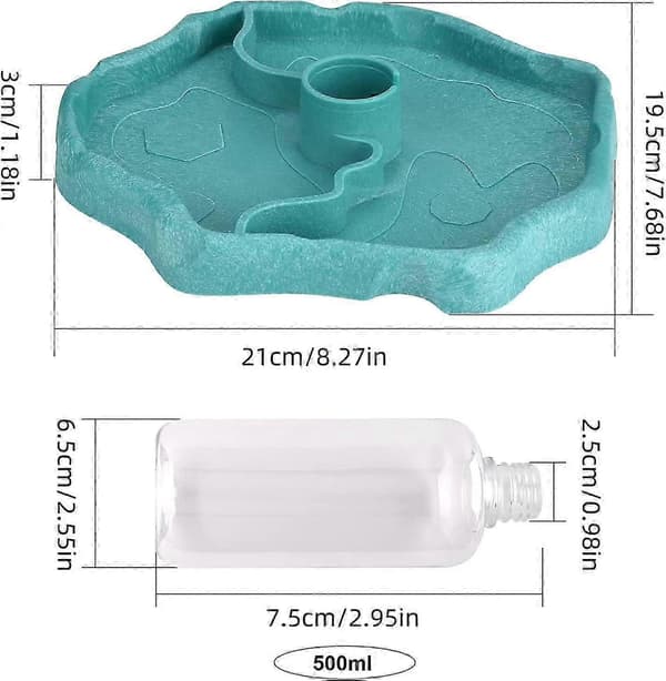Højkvalitets skildpaddevandskål, foderskål, foder- og vandskål til krybdyr, automatisk foderdispenser, drikkeskål i plast Blue