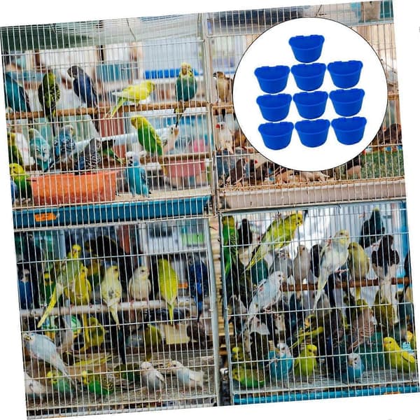 Foder- og vandskåle i plast til duebure, holdbar pakke med 10 stk. til rengøring af duer og små fugle