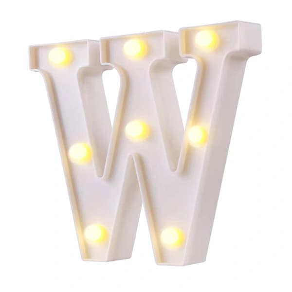 LED Letter Night Light, Waterproof Plastic Alphabet Lamp for Party Bar Cafe Wall Decor, Warm White W 22cm