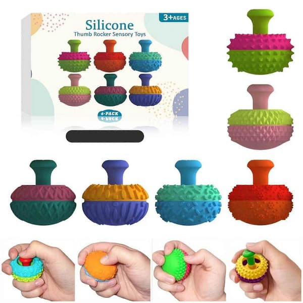 Tommelfinger Rocker Fidget Legetøj - 6 Stk Sæt & Tekstureret Tryk - til Koncentrationshjælp 1 Set