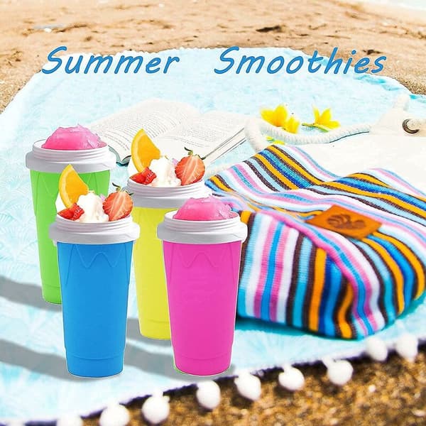 Ismaskinkopp Resa Bærbar Dobbeltlags Silikonkopp Klemkopp Sommerkjøler Smoothie