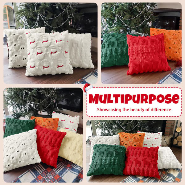 Set med 2 julkuddfodral 45x45cm Mjuk kort sammetssoffa Kudde 3D-mönster Kuddfodral Lyxigt dekorativt vardagsrum Sovrum Julgran