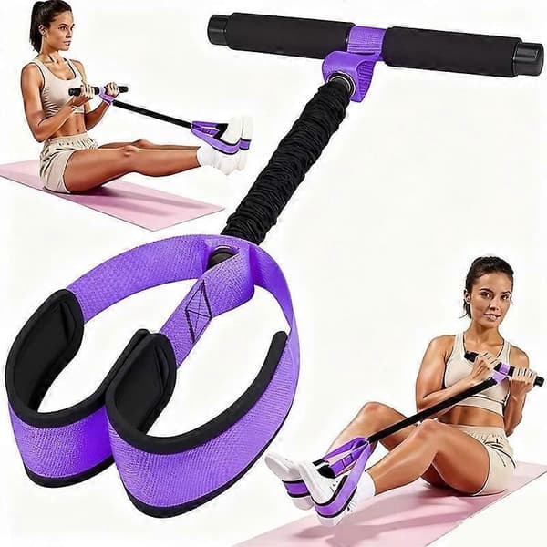 Non-slip Foot Pedal Straps Pedal Resistance Bands with Handle Yoga Sit-up Trainer Pull Rope Core Training for Abs