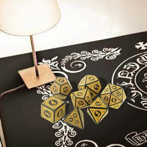 2x7 STK Antikke Akryl Polyhedrale Terninger RPG Rollespil Legetøj Gul 2 Pcs