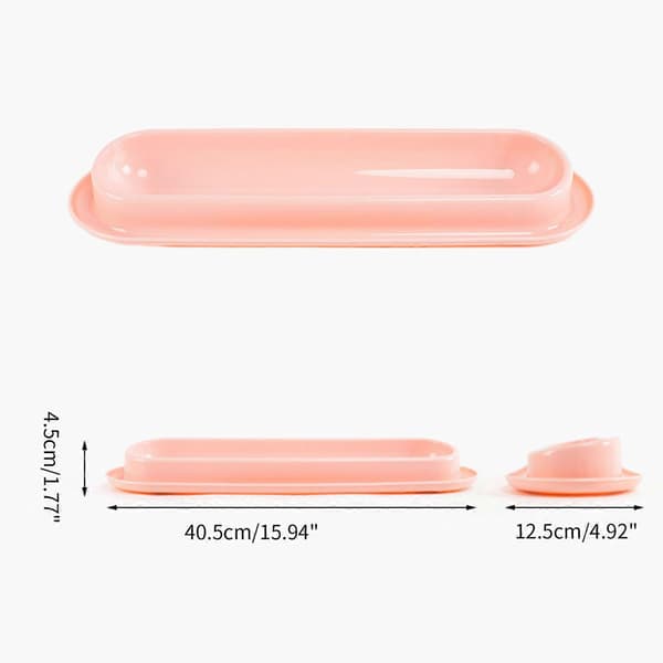 Kattefoder- og vandskål 15° vinklet enkeltskål 34,5 cm lang kæledyrsfoderskål til killinger, sikkert plastmateriale, nem at rengøre, lyserød Pink