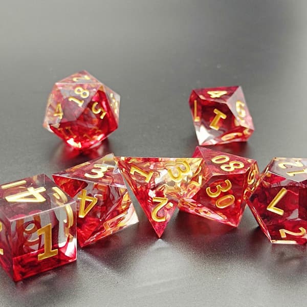 7 stk. polyhedrale terninger krystal RPG-effekt til kortspil RPG-terninger Gold Numbers