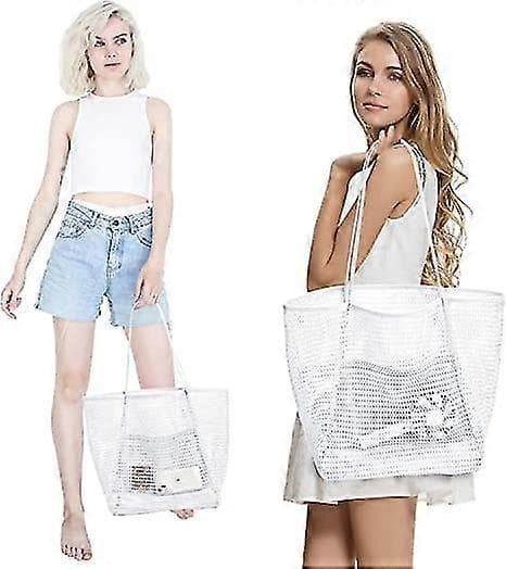 Mesh Tote Bag, Stor, Hvit