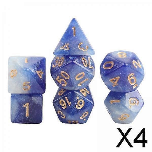 2x7x Polyhedral terningfestspil til bord mørkeblå 4 Pcs