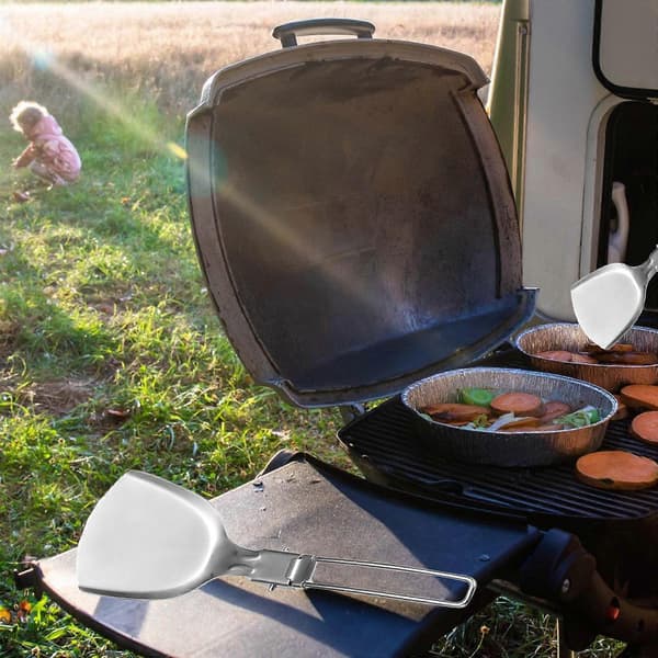 Multifunktionelt foldbart madlavningsværktøjssæt til camping i rustfrit stål rejsesæt med foldeske og spatel Multicolor