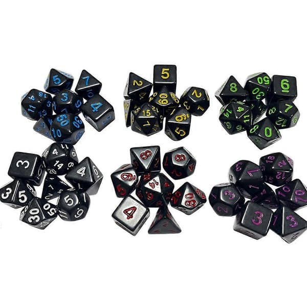 7 kpl noppaa DND-noppaa monikulmainen noppasetti musta-D&D-noppaa MTG-roolipelinoppaa Gul