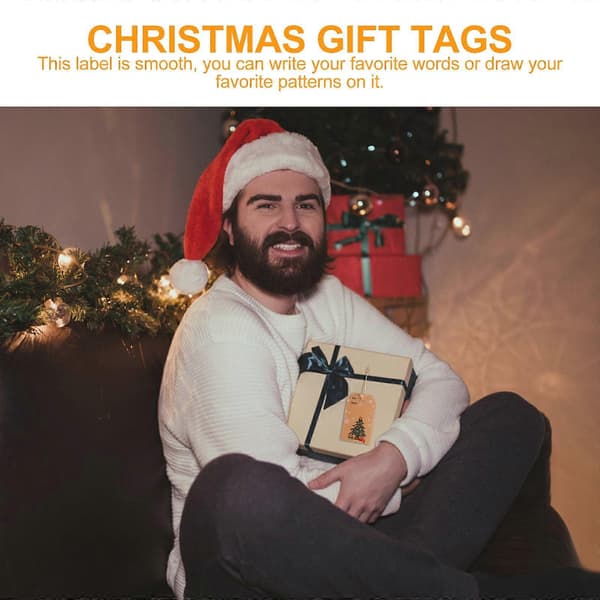 Assorterede juleophængsmærker i kraftpapir til dekoration, 4 sæt