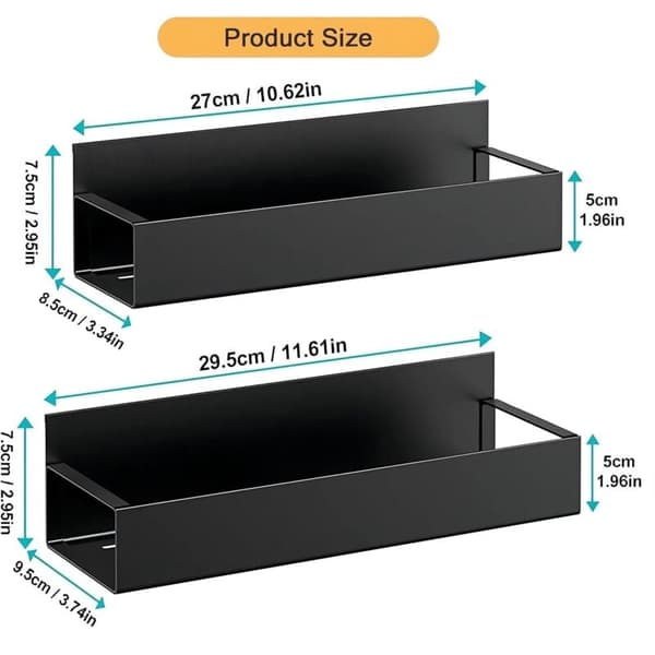 Magnetic Spice Racks for Refrigerator 2 Pack Magnetic Wall Mounted Spice Rack Space Saving No Drilling for Kitchen Storage and Organization Black