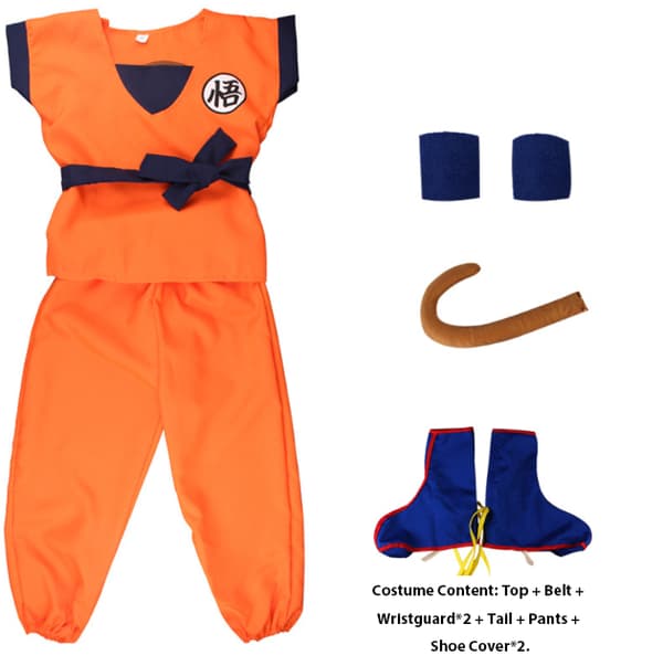 Børne Son Goku Cosplay Kostume Karnevalsdragt til drenge