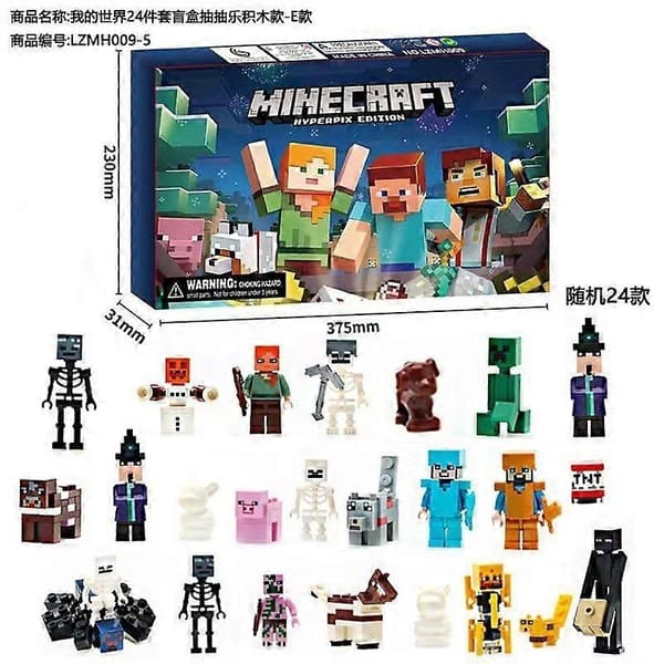 Julekalender Pixel Robot Blind Box Sæt (24 Stykker) Jule Anime Legetøjsfigurer Pædagogiske Samleobjekter Børnegaver