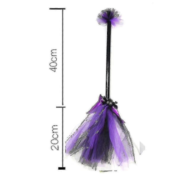 Heksekost til børn, hængende heksekost-rekvisit til karneval og Halloween-fest - lilla -