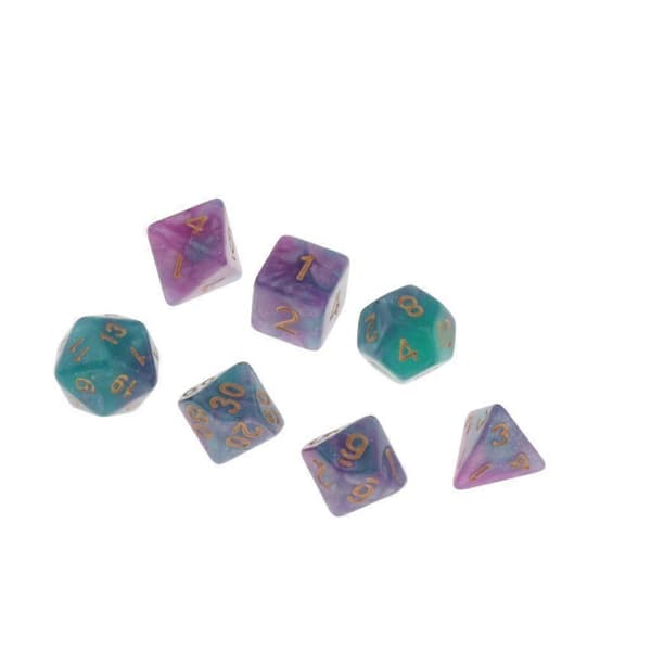 5x7st Polyhedral Tärningar D4 D6 D8 D10 D12 D20 för RPG-spel Grön 6 Pcs