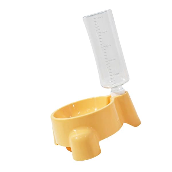 Foderstation til katte og hunde, automatisk vandfontæne, aftagelig 500 ml flaske, spildsikkert design, citrongul Lemon yellow