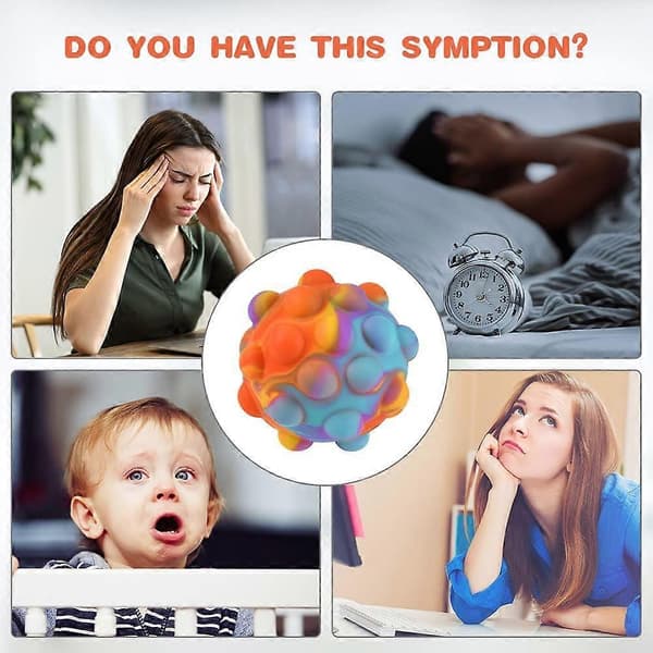 Pop Stressbold Fidget Legetøj 3D Silikone Fidget Bold, Fidget Stressaflastningsbolde til ADHD, OCD