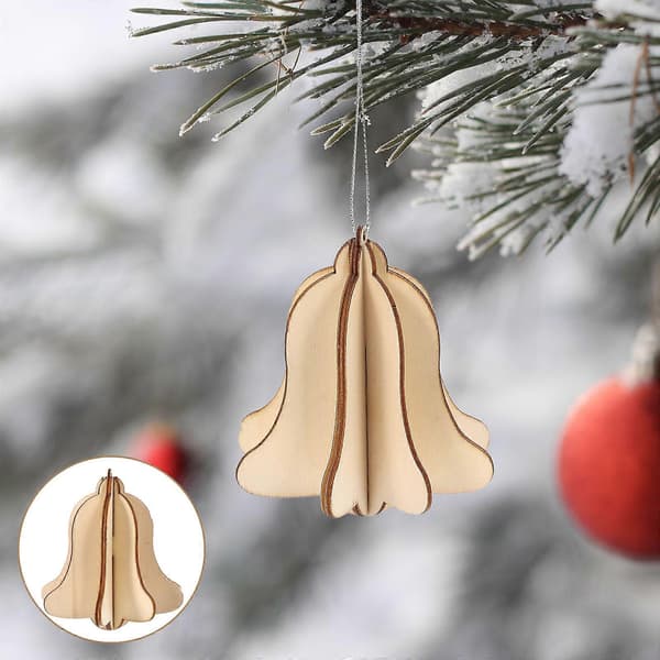 Juleophæng i træ til juletræspynt, 6 stk. DIY-sæt