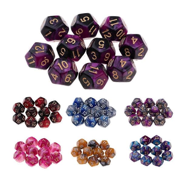 2-4-pak flersidede terninger Polyhedron terninger D12 til D&D TRPG bordspil 2 Pcs