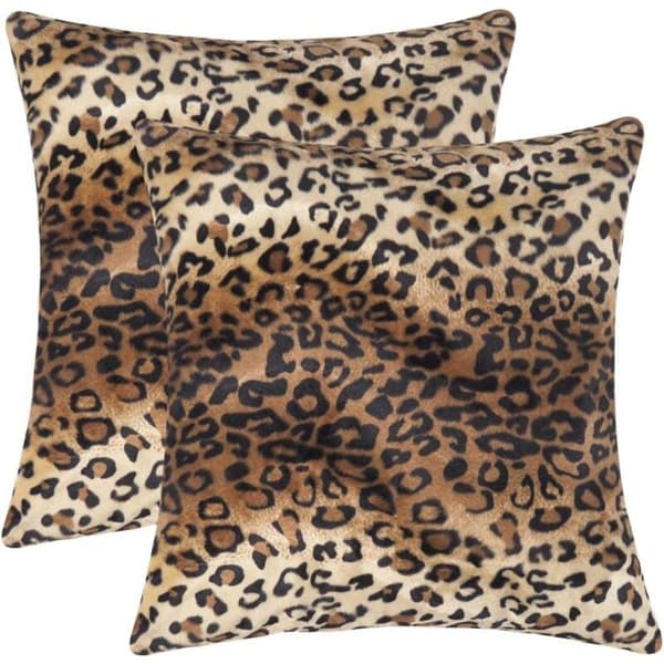Sæt med 2 dekorative pudebetræk i leopardprint til hjemmet, sofaen