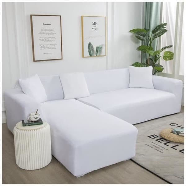 Daihan Hörnsofföverdrag - Vit - Stretch - 4-sits (235-300 cm) White