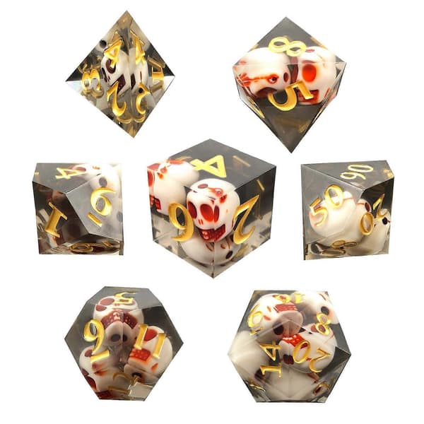 7x polyhedrale terninger D4-D20 terning, til bordspil festgaver Black