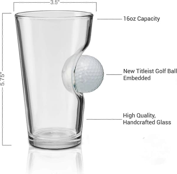 Golfbold Ølglas - Unikt Pintglas med Indstøbt Golfbold til Golfentusiaster