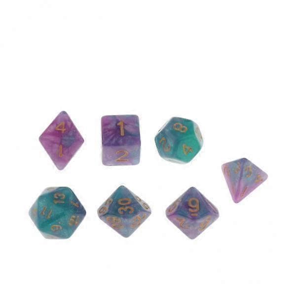 5x7st Polyhedral Tärningar D4 D6 D8 D10 D12 D20 för RPG-spel Grön 6 Pcs