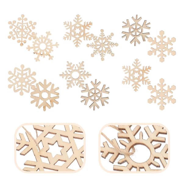 Snefnug-julepynt i træ til ophæng, 3 sæt til julebrug 20X20CM Khaki