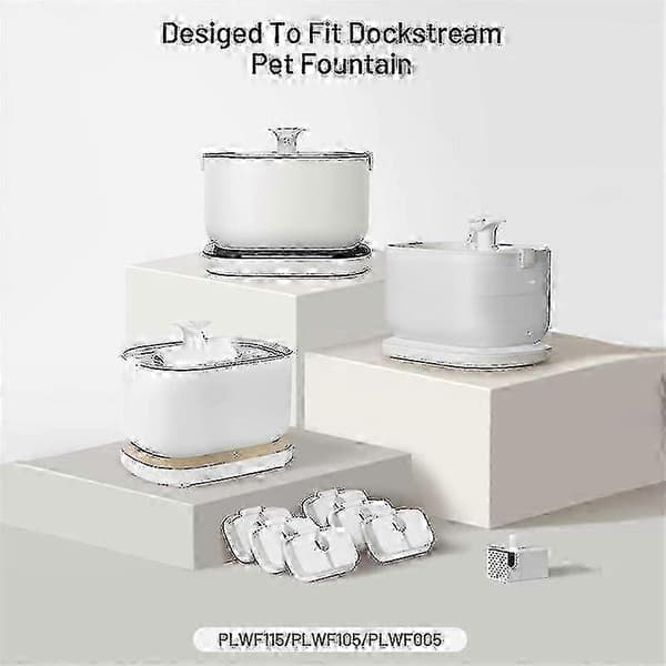 12-pak udskiftningsfiltre til kæledyrsfontæne kompatible med Dockstream PLWF005 PLWF115 WF105