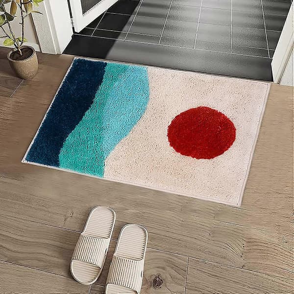 Bademåtte Badeværelsestæppe 50 cm x 80 cm Absorberende Skridsikker Dørmåtte Badeværelse Badekar Gulvmåtter
