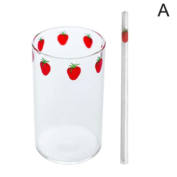 Ins Kawaii Jordgubbsglas Kopp Kaffe Mjölk Vatten Glas Koppar med
