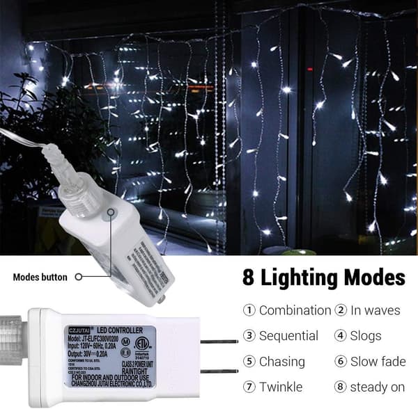 String Lights, Outdoor Lighting with Clear Bulbs, Indoor/Outdoor String Lights, Hanging Sockets, White