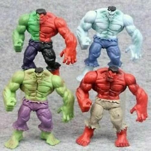 4 stk The Incredible Avenger Hulk Grønne Røde Actionfigur Leker
