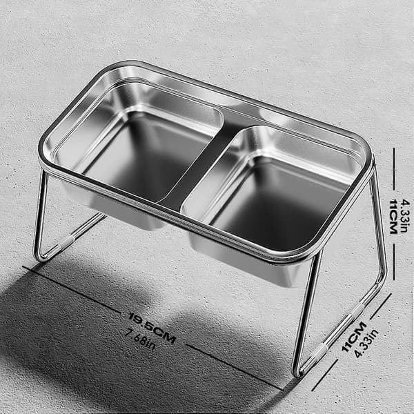 Høj skål til kattefoder - Forhøjet dobbelt skål til katte 19,5x11 cm, 15 graders hældning, vandskål til katte