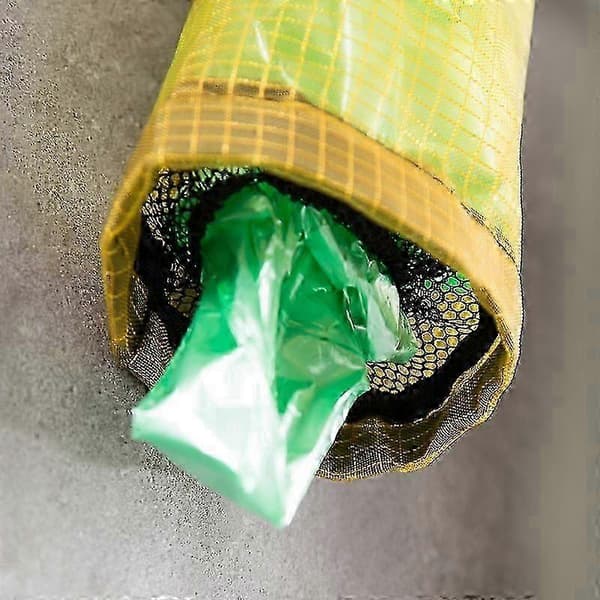 2 stk. grå plastikposeholder hængende opbevaringsdispenser åndbart net til genbrugte indkøbsposer