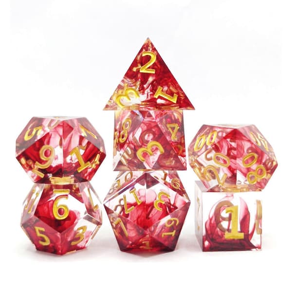 7 stk. polyhedrale terninger krystal RPG-effekt til kortspil RPG-terninger Gold Numbers