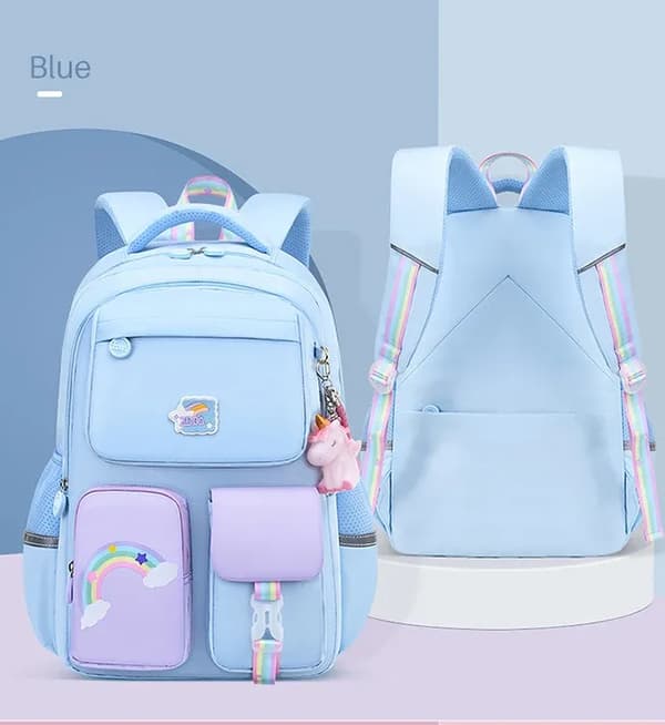 Letvægts skoletaske til drenge og piger Blue big backpack(double layer)