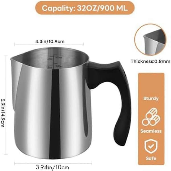 Lysstøbningskande, 32 oz voks-smeltegryde, 900 ml lysstøbningskande, rustfrit stål lysfremstilling Silver