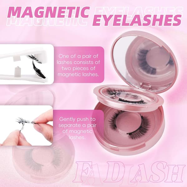 Magnetic Eyelashes, Fluffy Glue-Free False Eyelashes with Applicator, Quick Application and Removal for Beginners and Professionals 2 Pairs