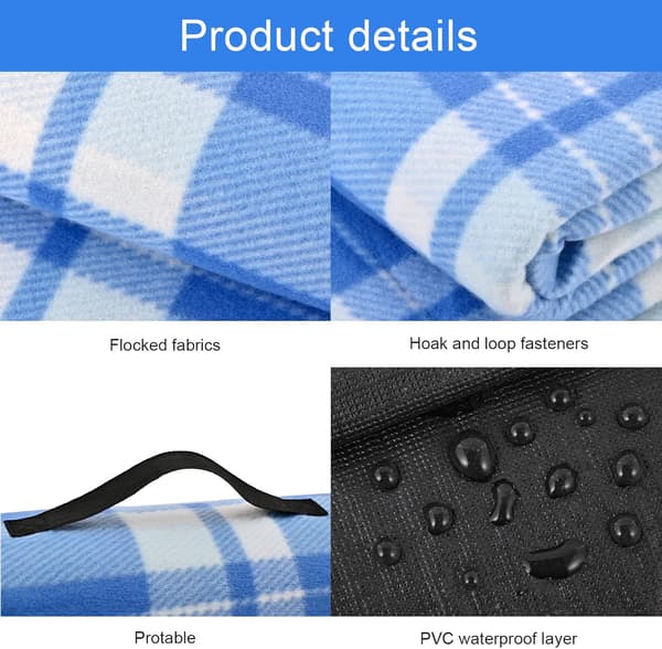 Foldable Picnic Blanket, Durable, Moisture-Proof and Thick, Suitable for Travel and Camping, 200*200cm