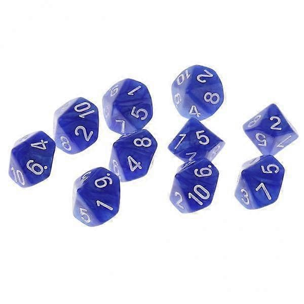 10x10 Stykker Plast 10-sidet Terning D10 for Fest Bar Spill Tilbehør Blå