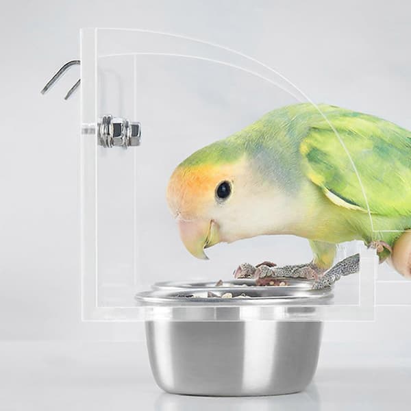 Vand- og foderautomat til undulater, foderbeholder til papegøjer, holdbar og sikker til langvarig brug Double bowl