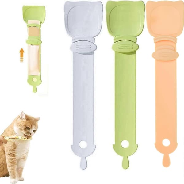 Kattegodbidsske til hund og kat, vådfoder-foderske, kæledyrssnack-presseske, madopbevaringsske, kæledyrsfoderudstyr, 3-pak 3-pack