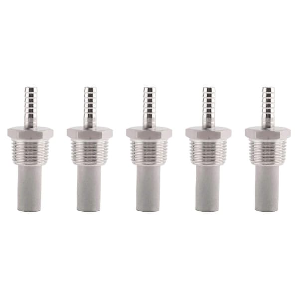 5X Hjemmebrygning Inline Iltning Diffusionssten Beluftningssten 1/2 Npt Karboneringssten Silver