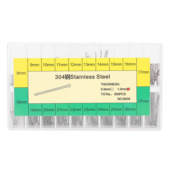 1 mm Armbåndsurremstift Split Stift Rustfrit Stål Urdele Sortiment 8‑27 mm 0.1