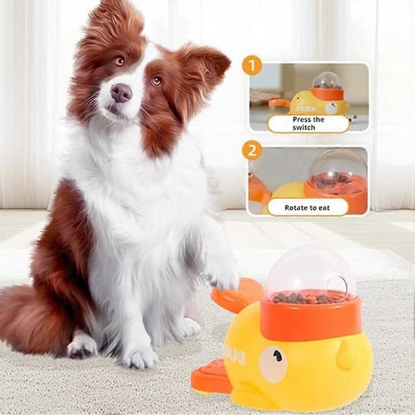 Hundepuslespil-foderautomat, interaktiv godbidsdispenser til hunde, tegneserie-and-design, mental stimulering, holdbart materiale, snack-berigelse