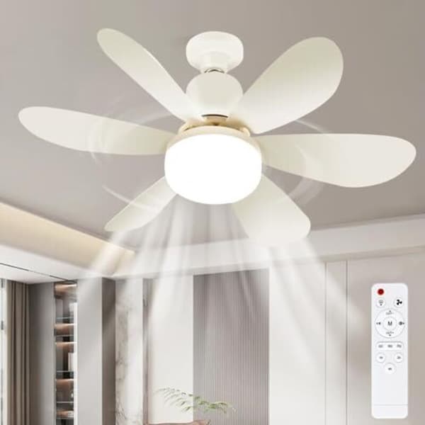 Silent LED Ceiling Fan with Light Remote Control 3 Dimmable Modes 3 Speeds Timer for Bedroom Living Room Kitchen Office