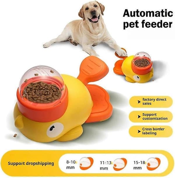 Hundepuslespil-foderautomat, interaktiv godbidsdispenser til hunde, tegneserie-and-design, mental stimulering, holdbart materiale, snack-berigelse